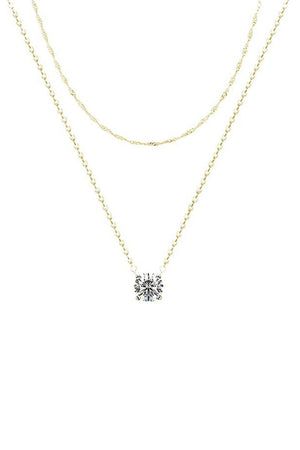 Double Layer Detachable Gold Zircon Necklace