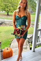 Douglas | Emerald - Sweetheart Satin Short Homecoming Dresses