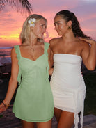 Dovie | Yellow - Sheath Satin V Neck Short Homecoming Dresses with Ruffles