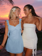 Dovie | Yellow - Sheath Satin V Neck Short Homecoming Dresses with Ruffles