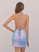Driya | Sky Blue - Bodycon Sequined V Neck Short Homecoming Dresses