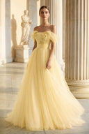 Princess Off the Shoulder Embroidering Tulle Sage Ball Gown – Prom Dresses by KissProm | Available at KissProm
