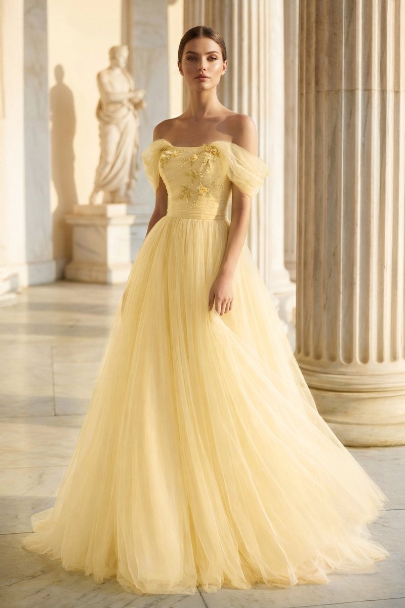 strapless open back dress Princess Off the Shoulder Embroidering Tulle Sage Ball Gown