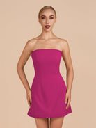 Edna | Fuchsia - A-Line Strapless Ruffles Short Homecoming Dresses