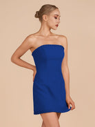 Edna | Royal Blue - A - Line Strapless Ruffles Short Homecoming Dresses - KissProm