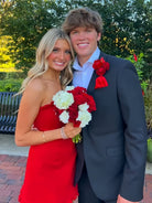 Edna | Red - A-Line Strapless Ruffles Short Homecoming Dresses