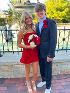 Edna | Red - A-Line Strapless Ruffles Short Homecoming Dresses