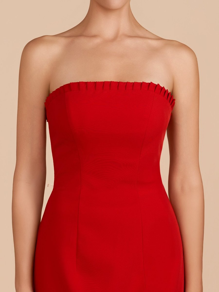 Edna | Red - A-Line Strapless Ruffles Short Homecoming Dresses