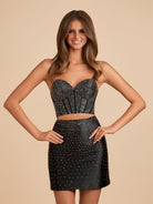 Eirlys | Black - Sweetheart Sheath Beaded Short Homecoming Dress