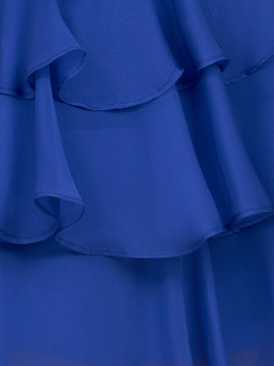 Elarae | Royal Blue - Strapless A Line Ruffles Homecoming Dress With Beading
