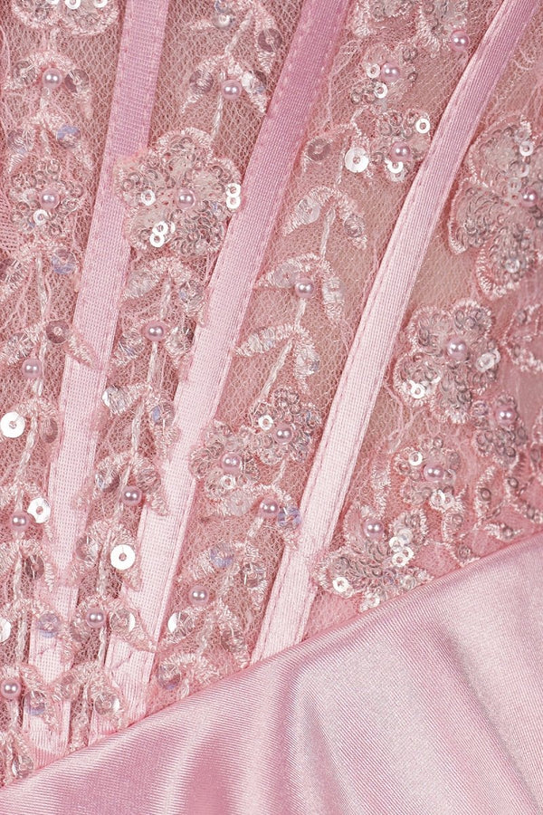 Navy Blue Sweetheart A Line Satin Appliqued Prom Dresses With Ruffles - KissProm