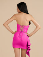 Eldona | Fuchsia - Strapless Spandex Bodycon Homecoming Dress With Slit