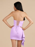 Eldona | Lavender - Strapless Spandex Bodycon Homecoming Dress With Slit