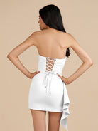 Eldona | White - Strapless Spandex Bodycon Homecoming Dress With Slit