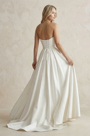 Elegant A-Line Strapless Satin Wedding Dresses – Wedding Dresses by KissProm | Available at KissProm
