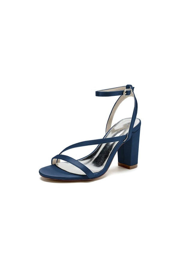 Elegant Block Heel Strappy Sandals with Ankle Strap - KissProm