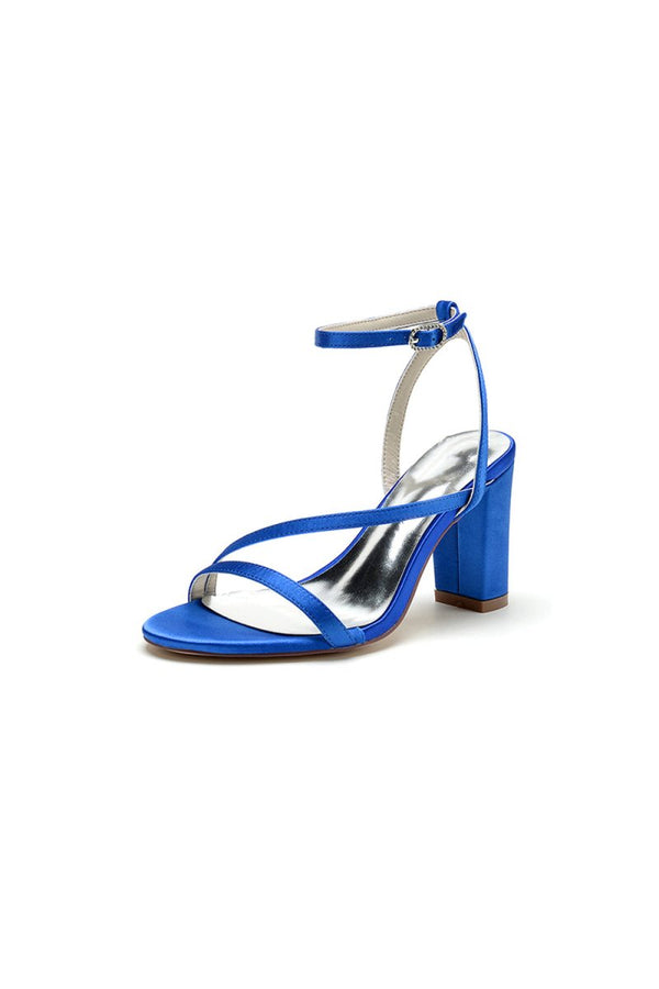 Elegant Block Heel Strappy Sandals with Ankle Strap - KissProm