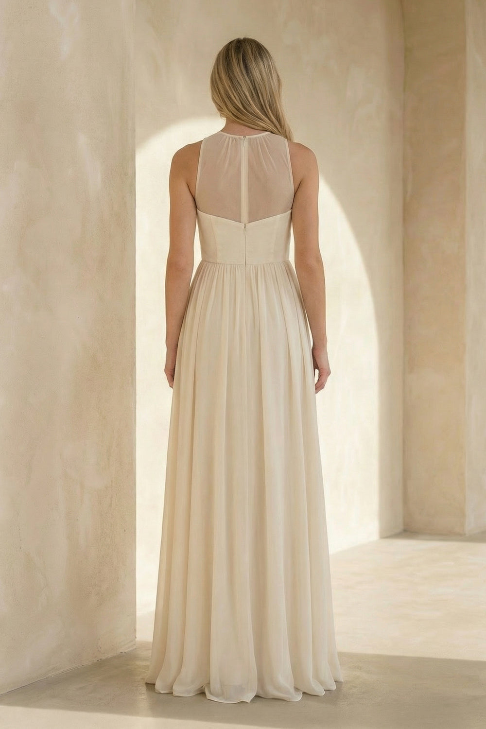Armelia | Elegant Bohemian Sleeveless Long A Line Chiffon Wedding Dresses