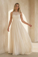 Armelia | Elegant Bohemian Sleeveless Long A Line Chiffon Wedding Dresses