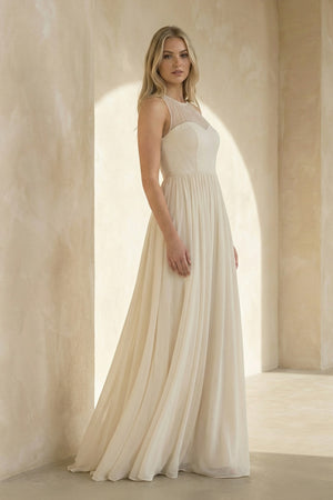 Armelia | Elegant Bohemian Sleeveless Long A Line Chiffon Wedding Dresses