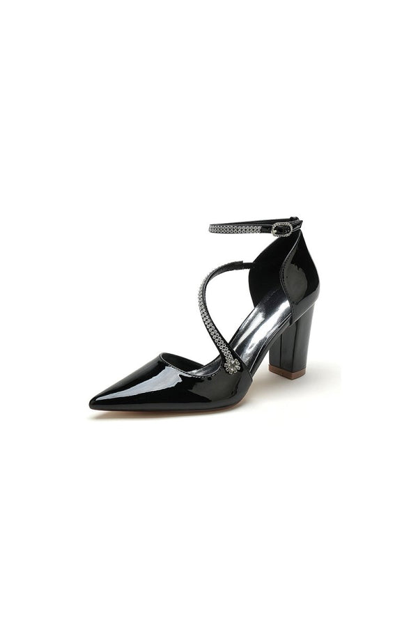 Ivory Chunky Heels with Silver Chain Detailing - KissProm