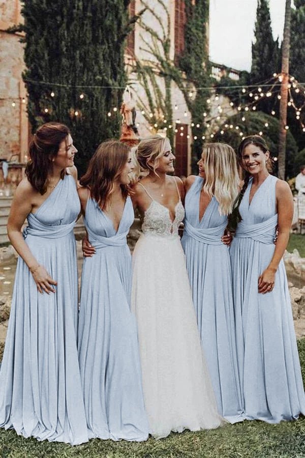 Elegant Light Pink Chiffon Floor Length Long Bridesmaid Dress