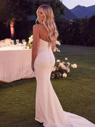 Valda | Elegant Mermaid Strapless Elastic Satin Wedding Dresses with Train - KissProm