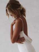 Dorian | Elegant Mermaid V - Neck Elastic Satin Long Wedding Dresses - KissProm