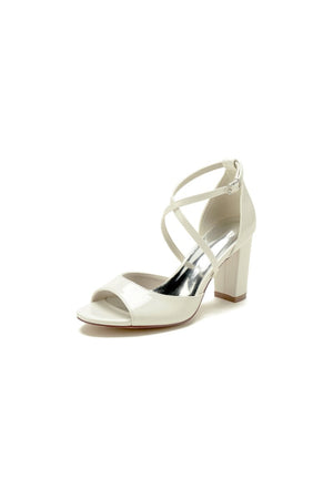 Elegant Nude Pink High Heels with Crossed Straps - KissProm