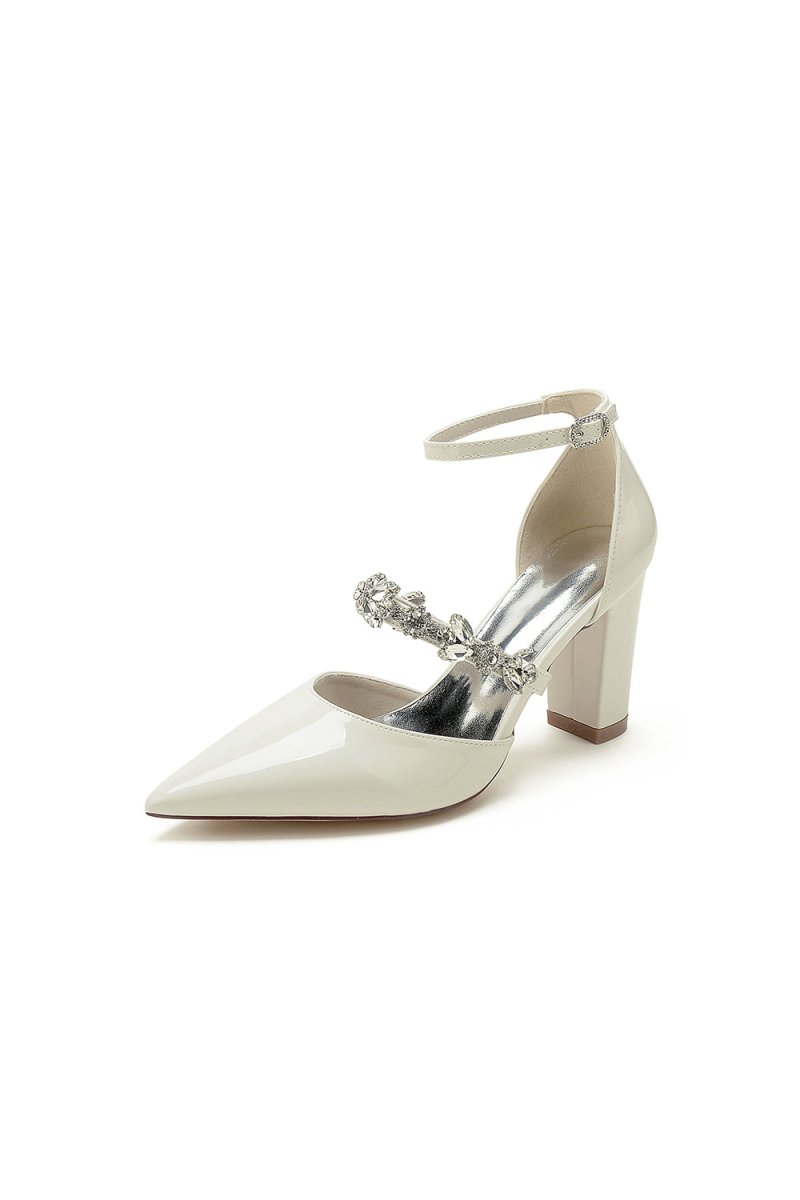 Ivory High Heels with Crystal Accent - KissProm