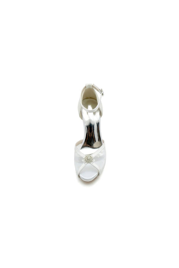 Elegant Open Point Toe Lace Wedding Shoes - KissProm