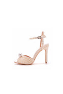 Elegant Pearl Peep Toe Stiletto Ultra High Heels - KissProm