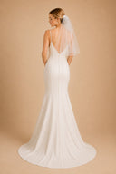 Elegant Pearl Wedding Veil with Comb in White - KissProm Wedding Veils
