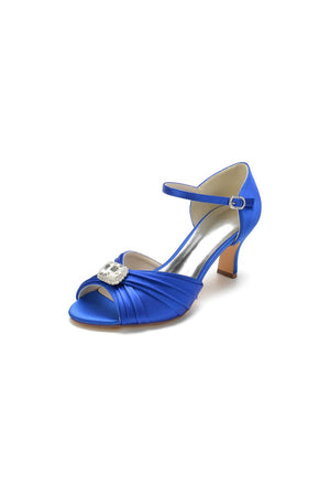 Elegant Blue Pump with Silver Buckle Accent - KissProm