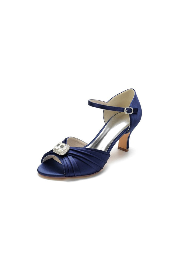 Elegant Blue Pump with Silver Buckle Accent - KissProm