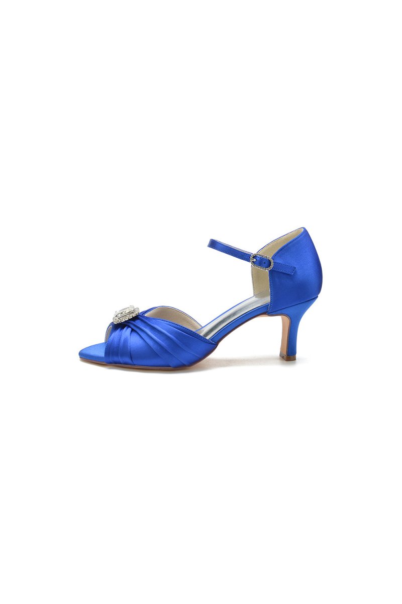 Elegant Blue Pump with Silver Buckle Accent - KissProm