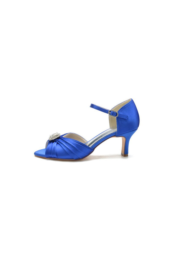 Elegant Blue Pump with Silver Buckle Accent - KissProm