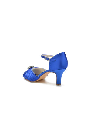 Elegant Blue Pump with Silver Buckle Accent - KissProm