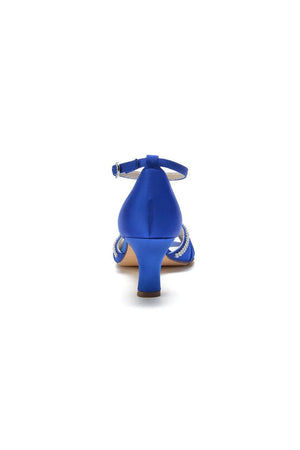 Elegant Rayel Blue Satin Pump with Rhinestone Accents - KissProm
