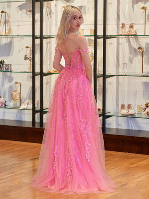 Mariana |A-line Sweetheart Lace Tulle Prom Dress with Slit