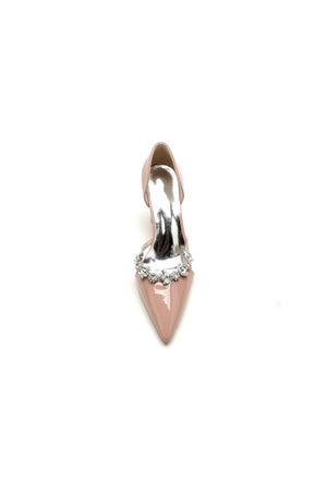 Ivory High Heels with Crystal Bow Embellishment - KissProm