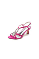 Elegant Royal Blue Satin Peep - Toe Pump with Silver Ornament - KissProm