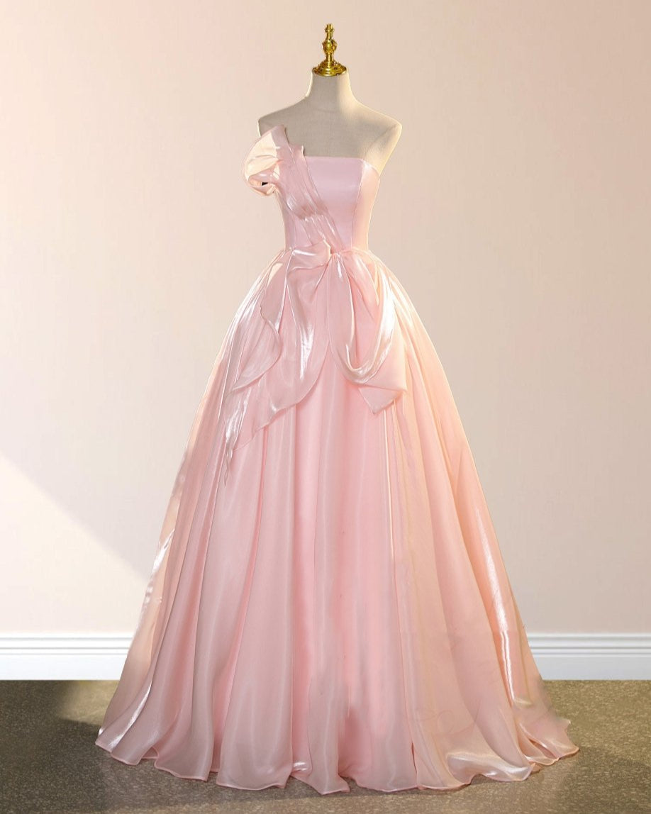 shiny organza dress SHINY ORGANZA SCOOP BUSTLINE FULLY SEQUINED BODICE