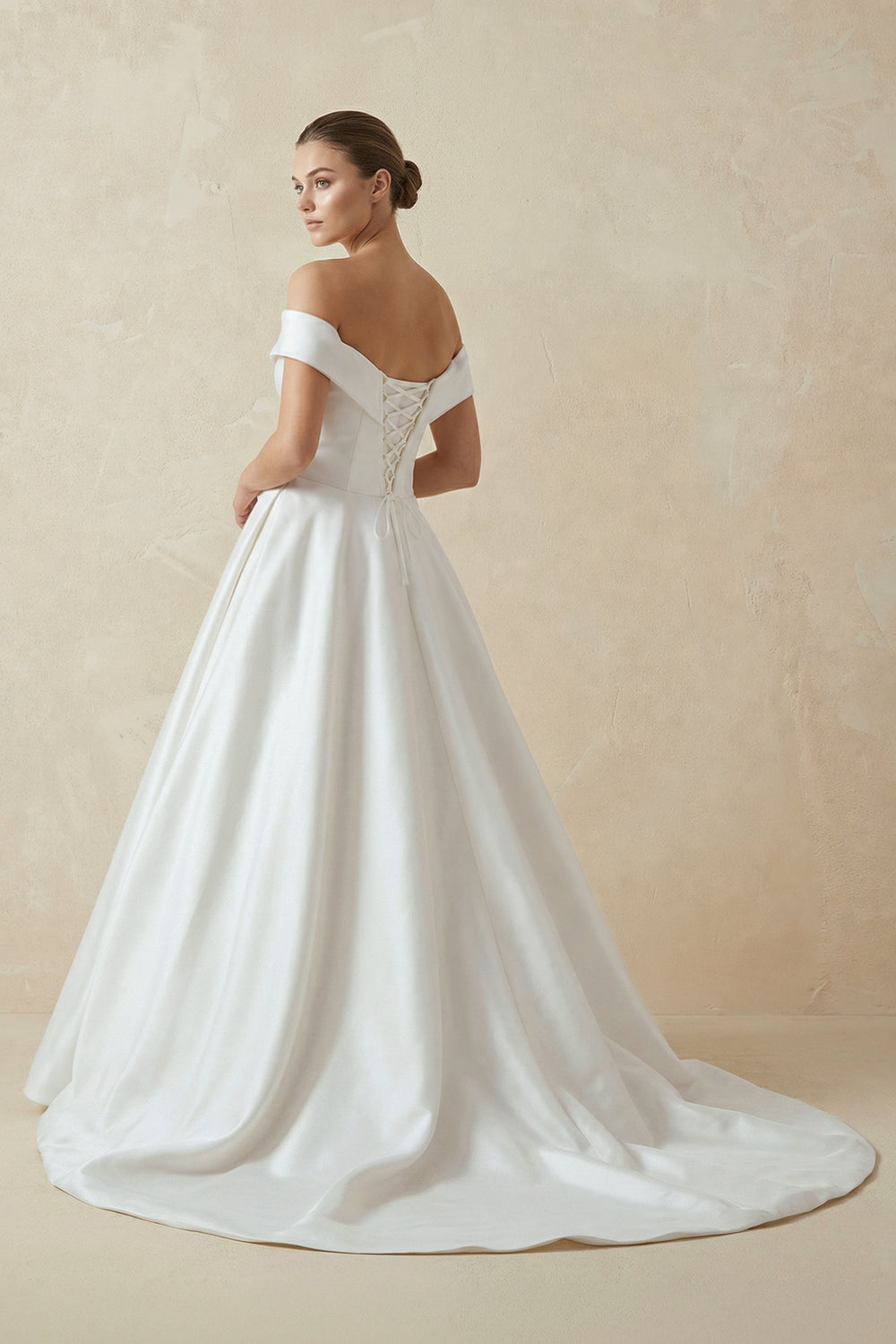 A-Line Satin Sweep Train White Wedding Dress with Sleeveless – Wedding Dresses by KissProm | Available at KissProm