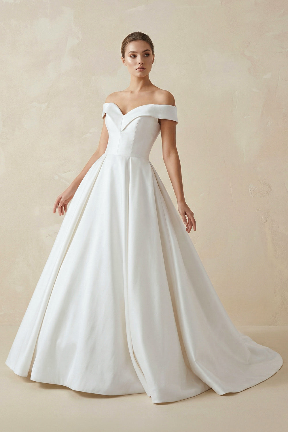 A-Line Satin Sweep Train White Wedding Dress with Sleeveless – Wedding Dresses by KissProm | Available at KissProm