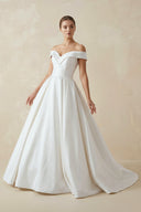 A-Line Satin Sweep Train White Wedding Dress with Sleeveless – Wedding Dresses by KissProm | Available at KissProm
