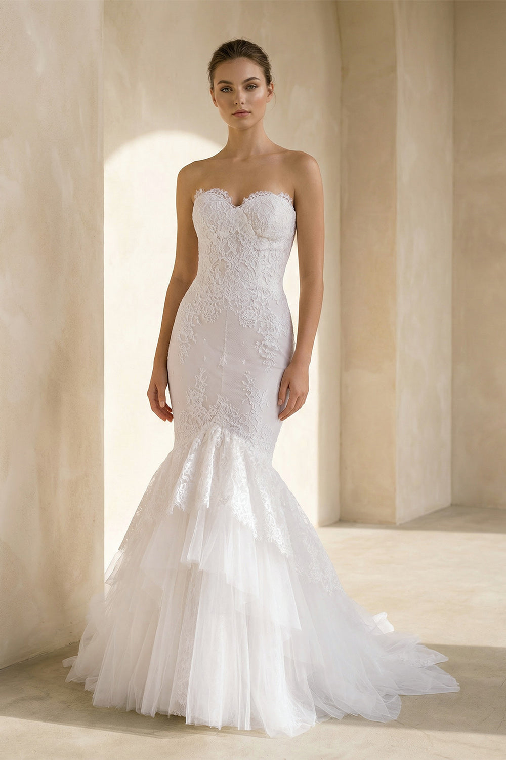 Elegant Sweetheart Sleeveless Mermaid Wedding Dress With Lace Appliques– Wedding Dresses by KissProm | Available at KissProm