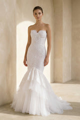 Elegant Sweetheart Sleeveless Mermaid Wedding Dress With Lace Appliques– Wedding Dresses by KissProm | Available at KissProm
