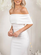 Elegant Trumpet Mermaid Off - The - Shoulder Elastic Satin Wedding Dresses - KissProm