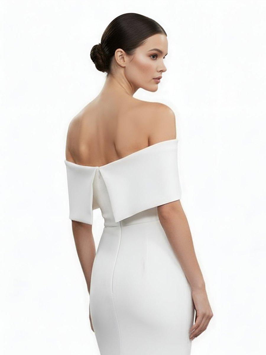 Elegant Trumpet Mermaid Off - The - Shoulder Elastic Satin Wedding Dresses - KissProm